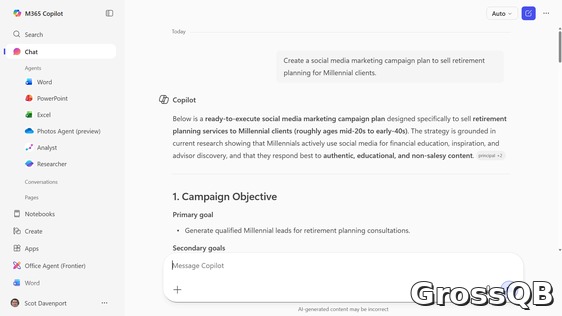 Copilot в Microsoft 365: пример использования и ответ от ИИ