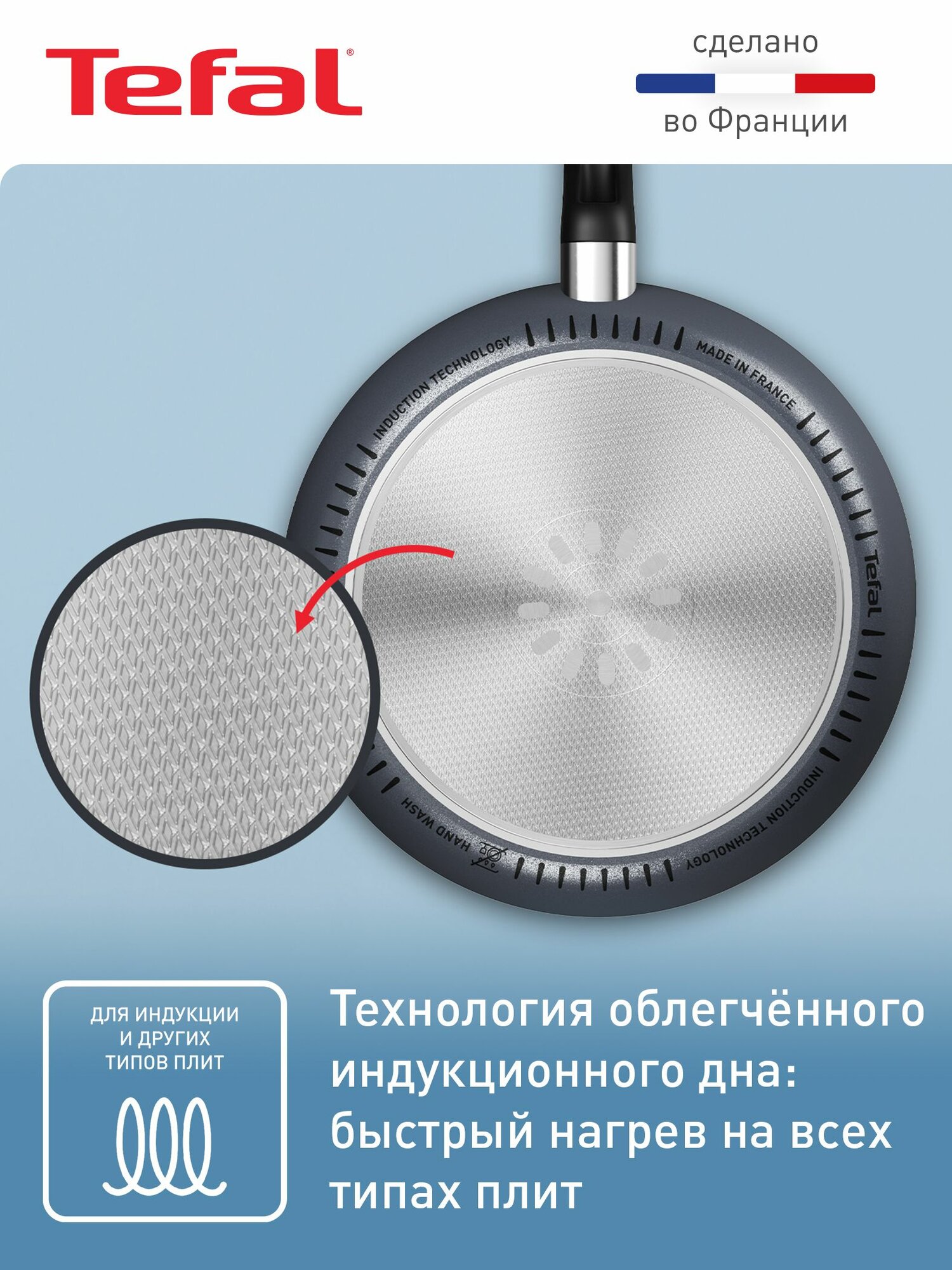 Сковорода Tefal So'Light 28 см, с индикатором нагрева, для газовых, электрических и индукционных плит, сделано во Франции — фото 2