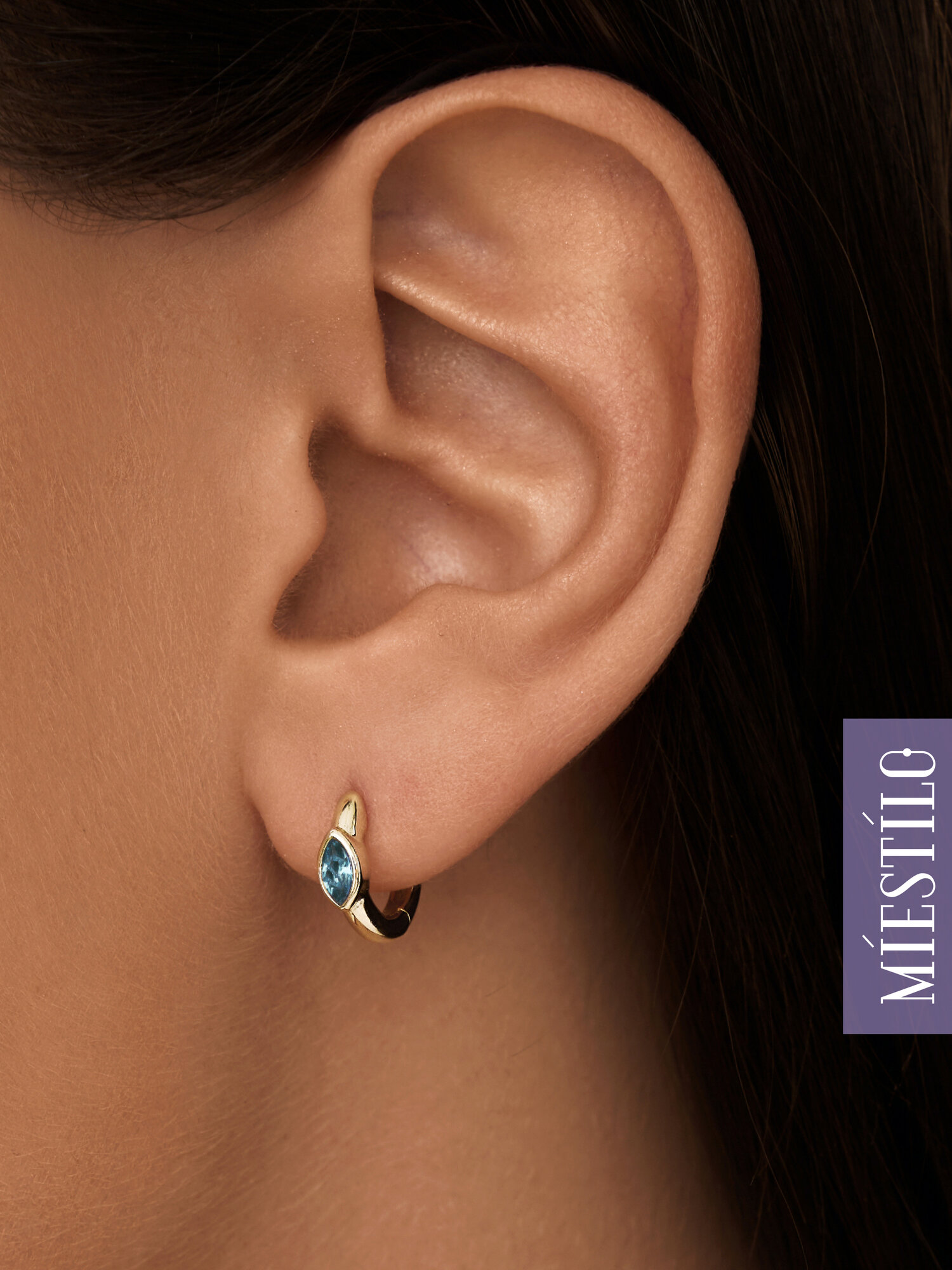 Серьги конго MIESTILO, серебро, 925 проба, золочение, шпинель
