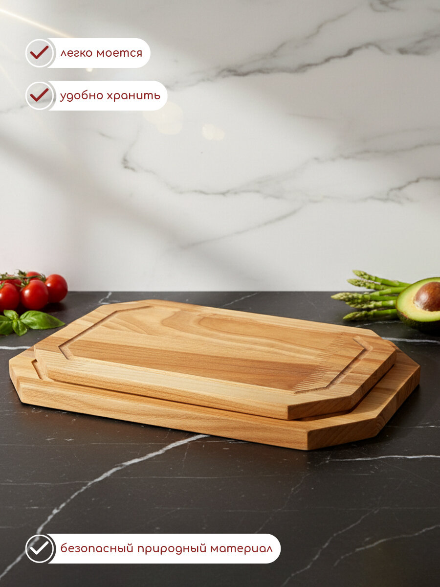 Набор досок разделочных из дерева на подставке, 3 шт, 38 × 22 × 1,8 см, 34 × 20 × 1,8 см, 30 × 18 × 1,8 см — фото 2