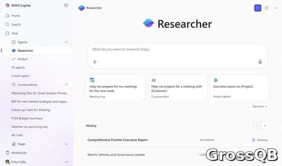 Исследовательский агент в Copilot от Microsoft: скриншот интерфейса